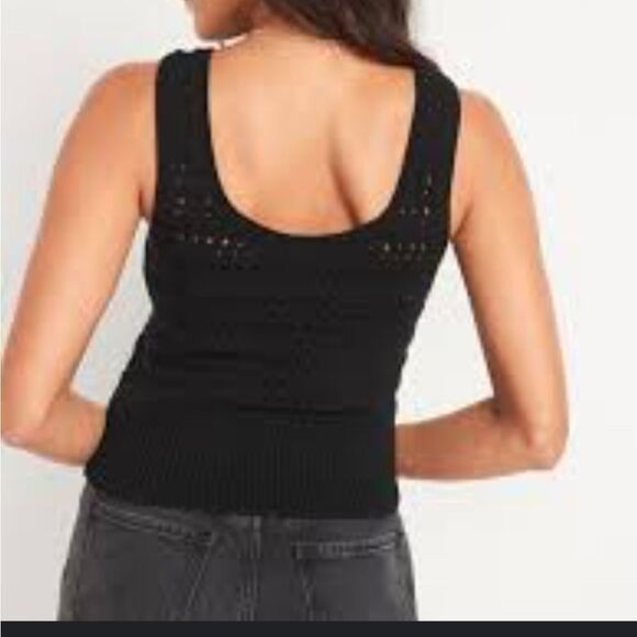 Crochet open knit black 100% Cotton tank top size M - Picture 2 of 6